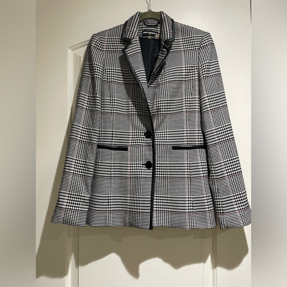 Karl Lagerfeld Black and White Houndstooth Jacket